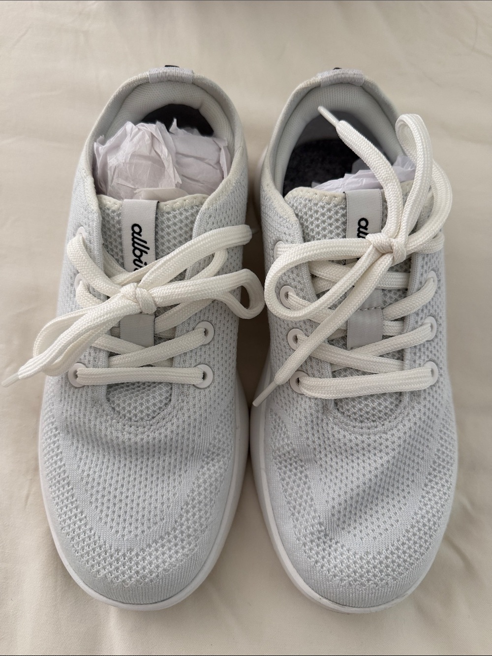allbirds Menβs White Knit Lace-Up Sneakers